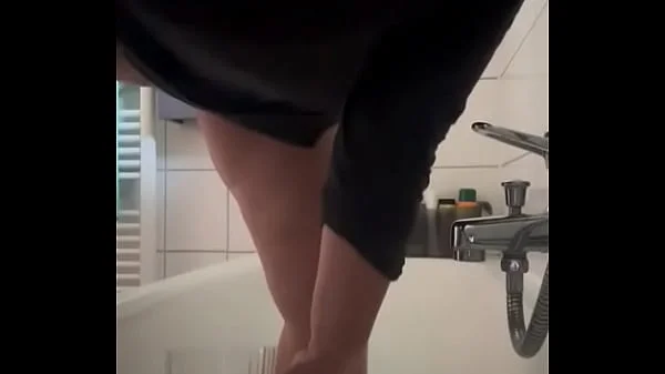 German busty blonde hottie peeing Glass